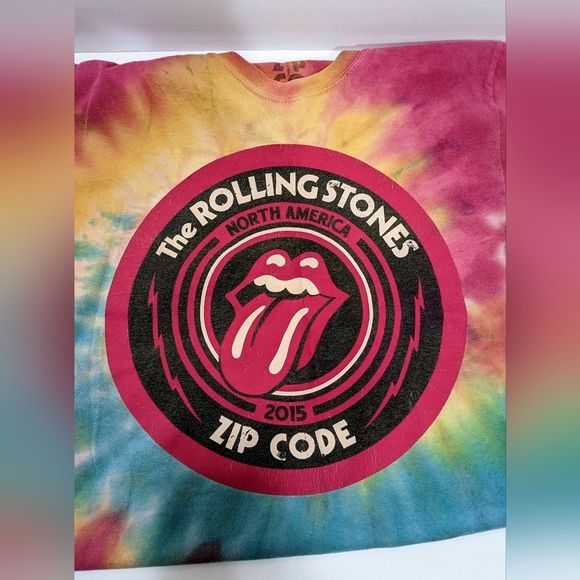 Rolling Stones 2015 Zip Code Tour Tshirt Rainbow Tie Dye Size Small Band Merch - Picture 3 of 8